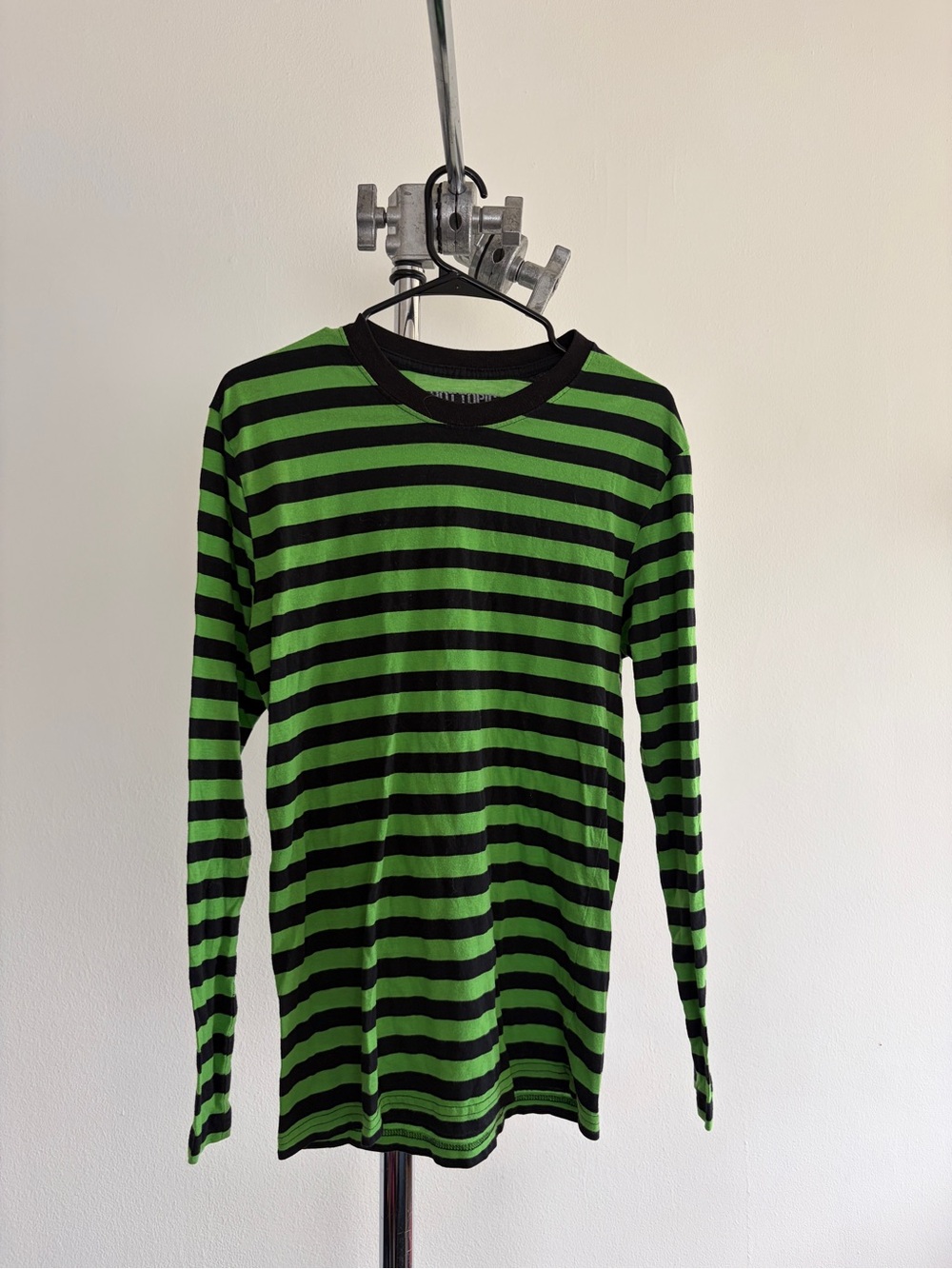 Hot Topic Black and Neon Green Striped Tee